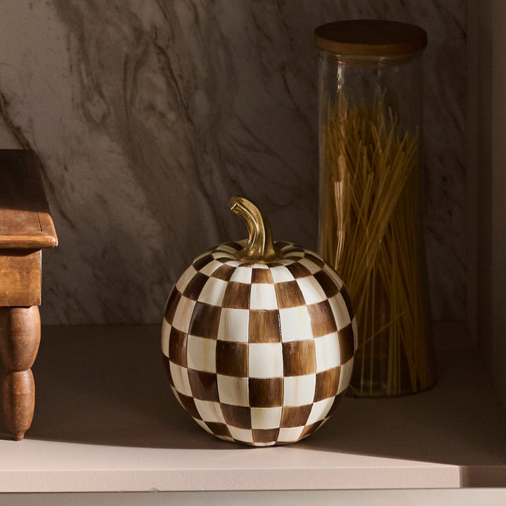 MACKENZIE CHILDS Chocolate Check Small Pumpkin