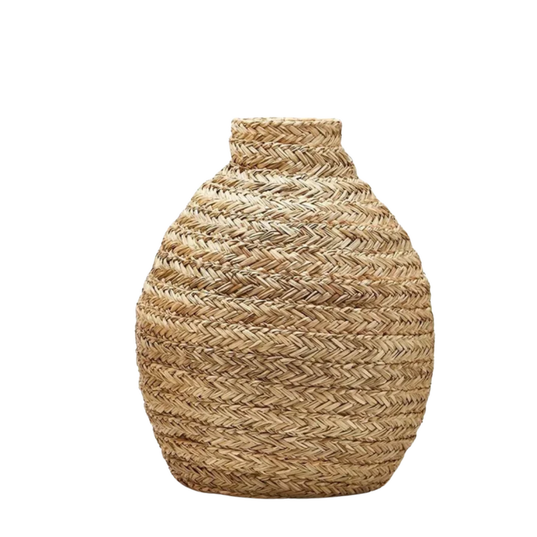 TWO'S COMPANY Small Basket Weave Bottle Vase