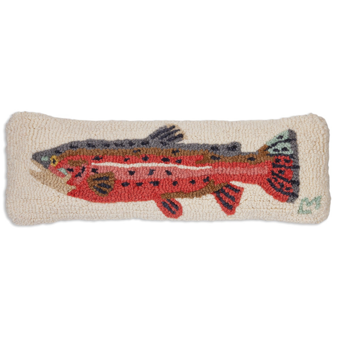 CHANDLER 4 CORNERS Bright Trout Hand Hooked Wool Pillow