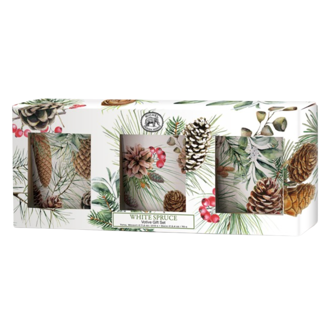 MICHEL DESIGN White Spruce Votive Gift Set Default Title