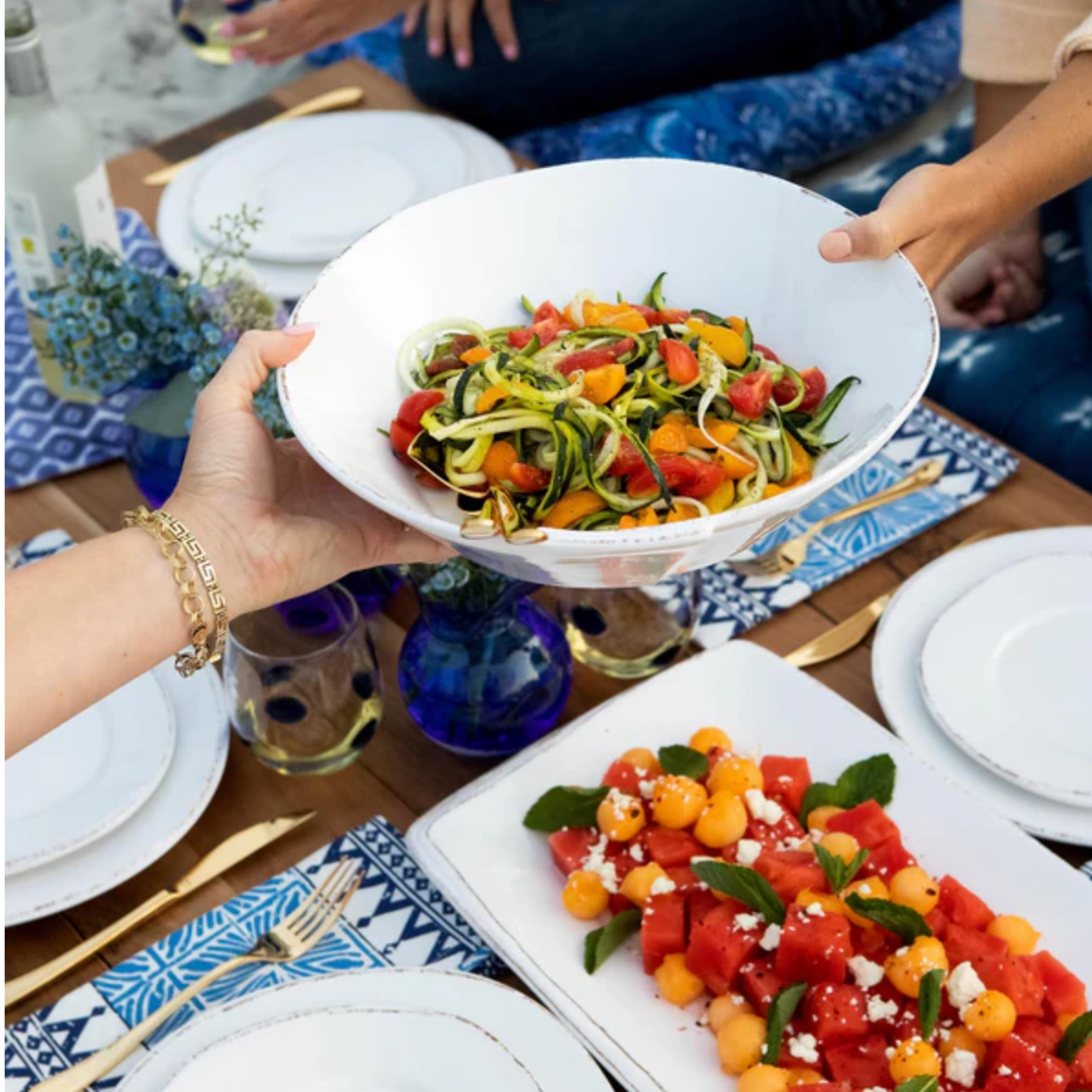 VIETRI Melamine Large Lastra While Shallow Serving Bowl