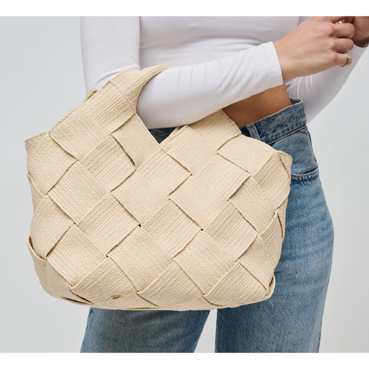 SOL AND SELENE Resilience Woven Straw Cream Tote