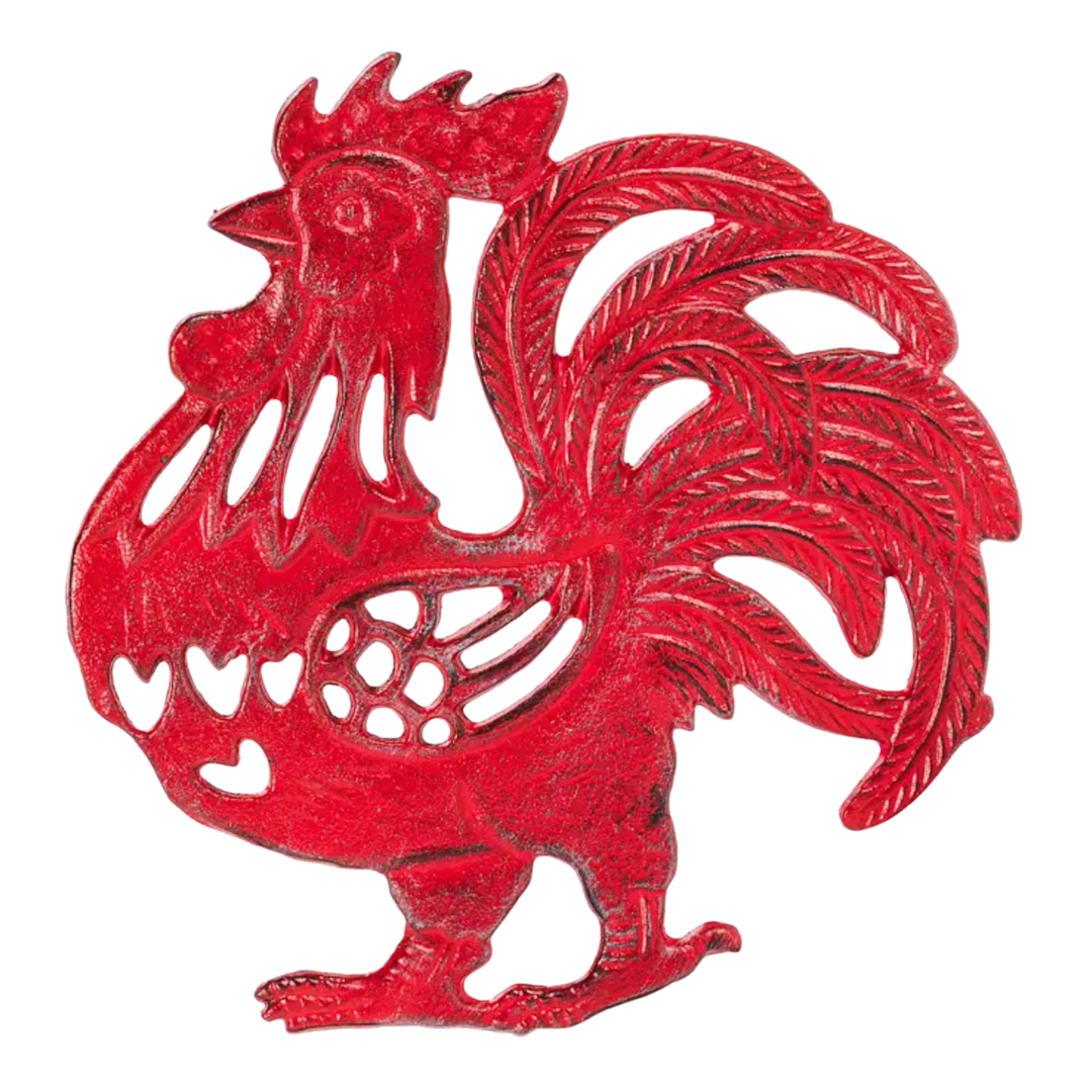 ABBOTT Rooster Antique Red Trivet Default Title
