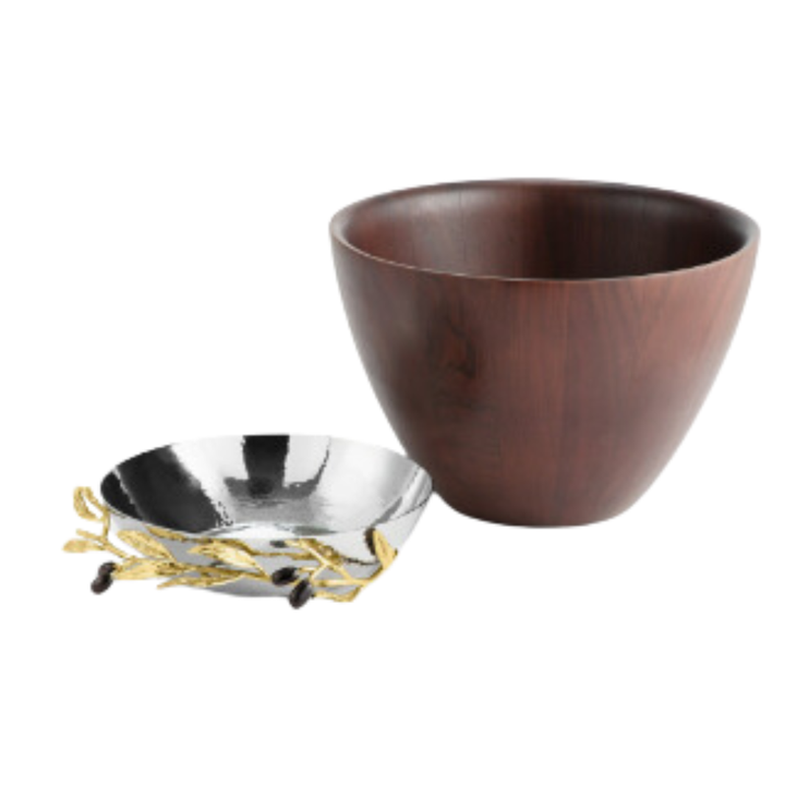 MICHAEL ARAM Olive Branch Bowl With Wood Bowl Insert