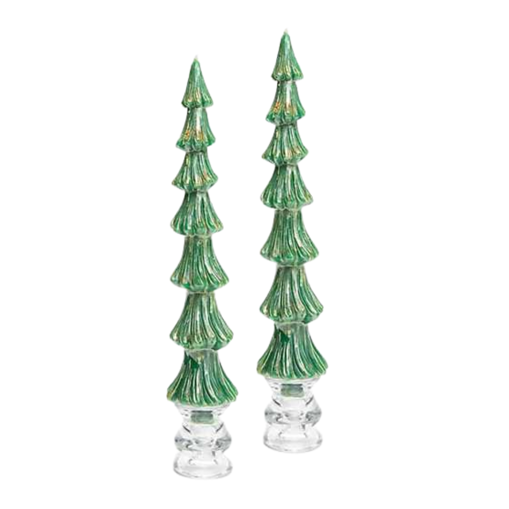 MACKENZIE CHILDS Green Tree Dinner Candles Set Of 2 Default Title