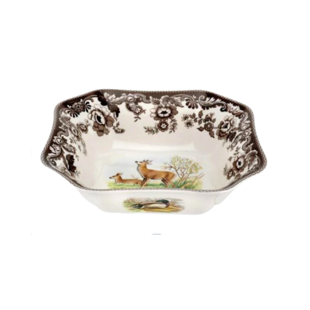 SPODE WOODLAND MULE DEER SQUARE SERVING BOWL