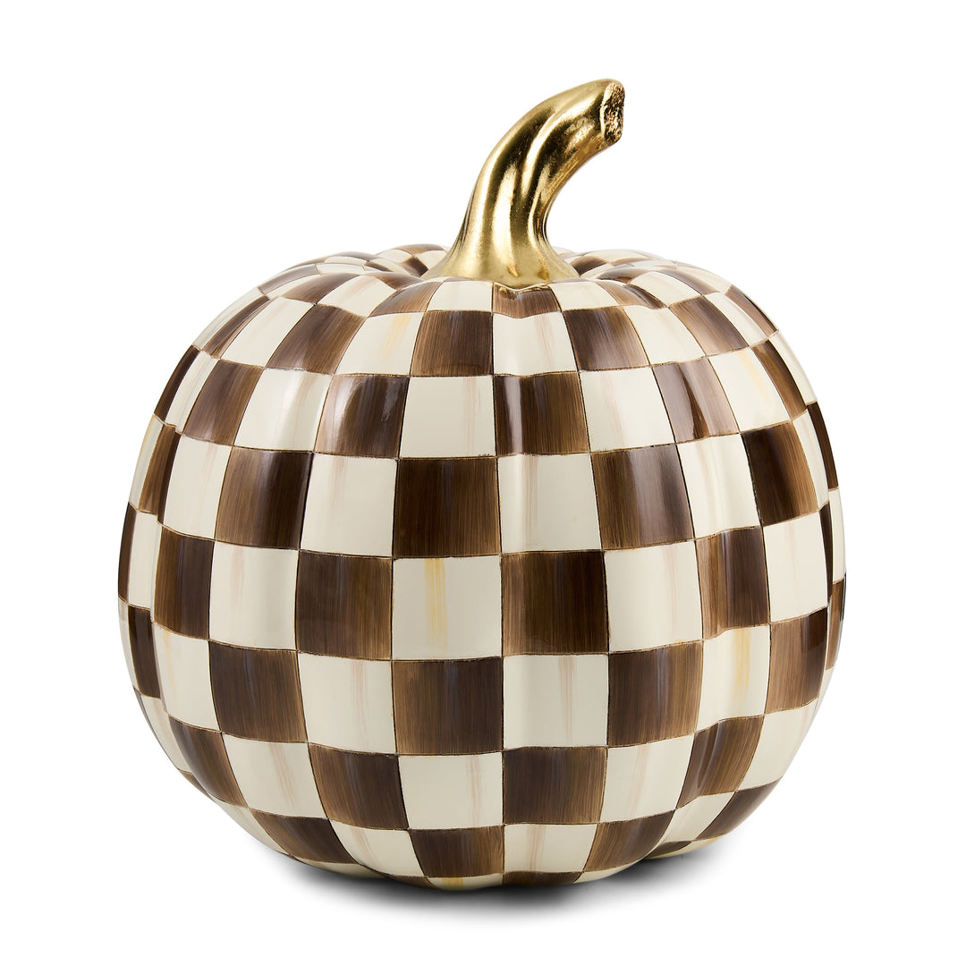MACKENZIE CHILDS Chocolate Check Medium Pumpkin