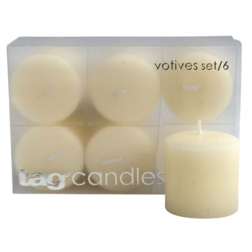 TAG BASIC IVORY VOTIVE CANDLES 6/SET