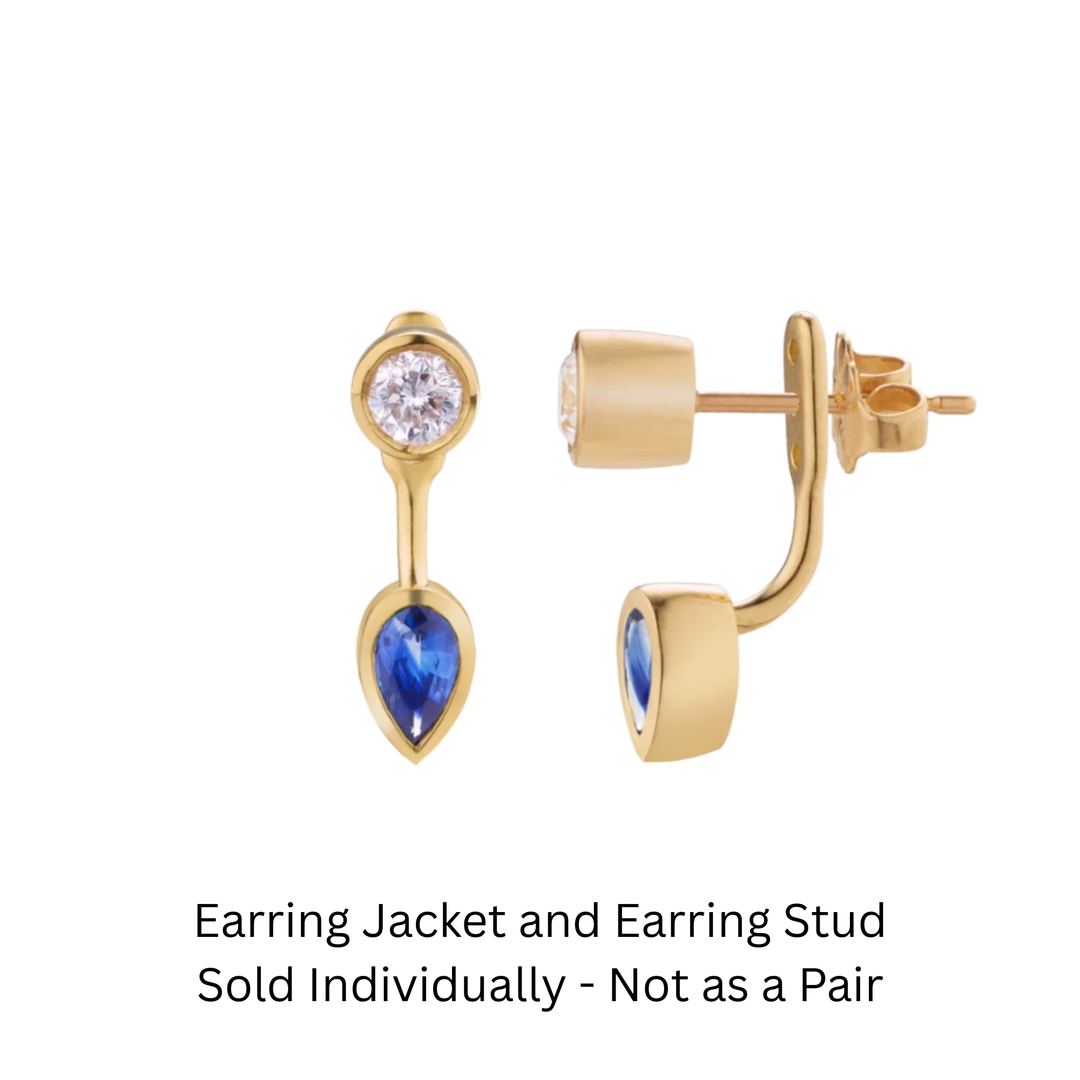 18K Yellow Gold Blue Sapphire Earring Jacket