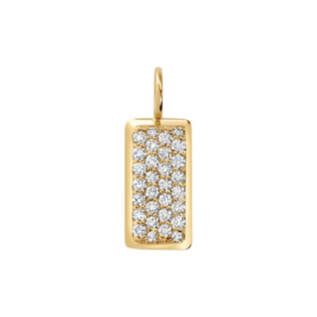 HEATHER B. MOORE GOLD MINI PAVE DIAMOND ID TAG