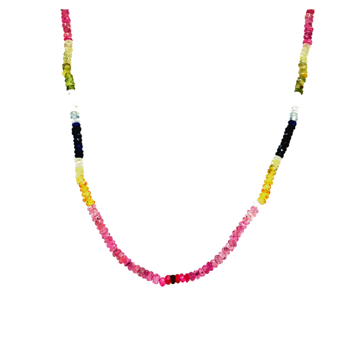 LISA NIK Vermeil Clasp Necklace With Mixed Sapphire Beads