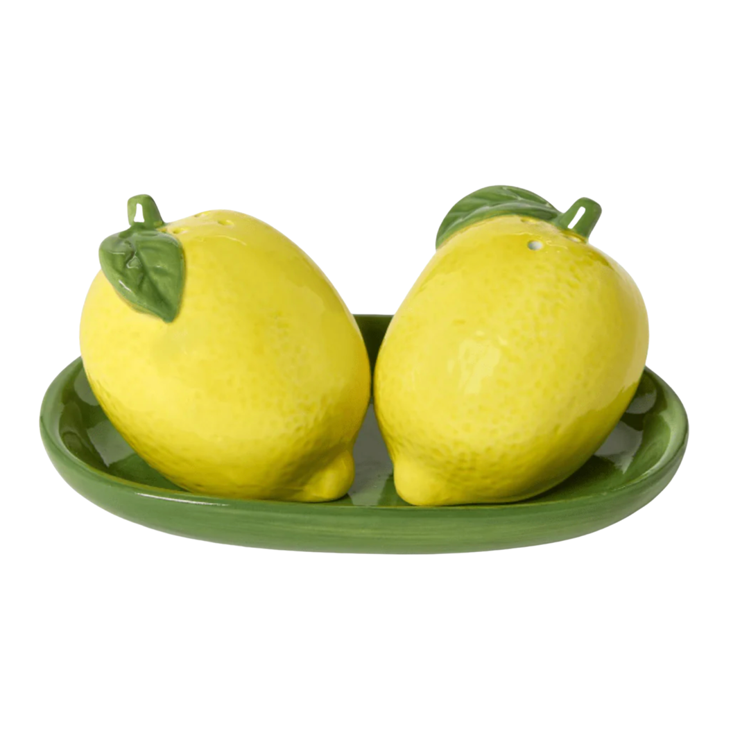 TWO'S COMPANY Lemon Salt And Pepper Set With Tray Default Title
