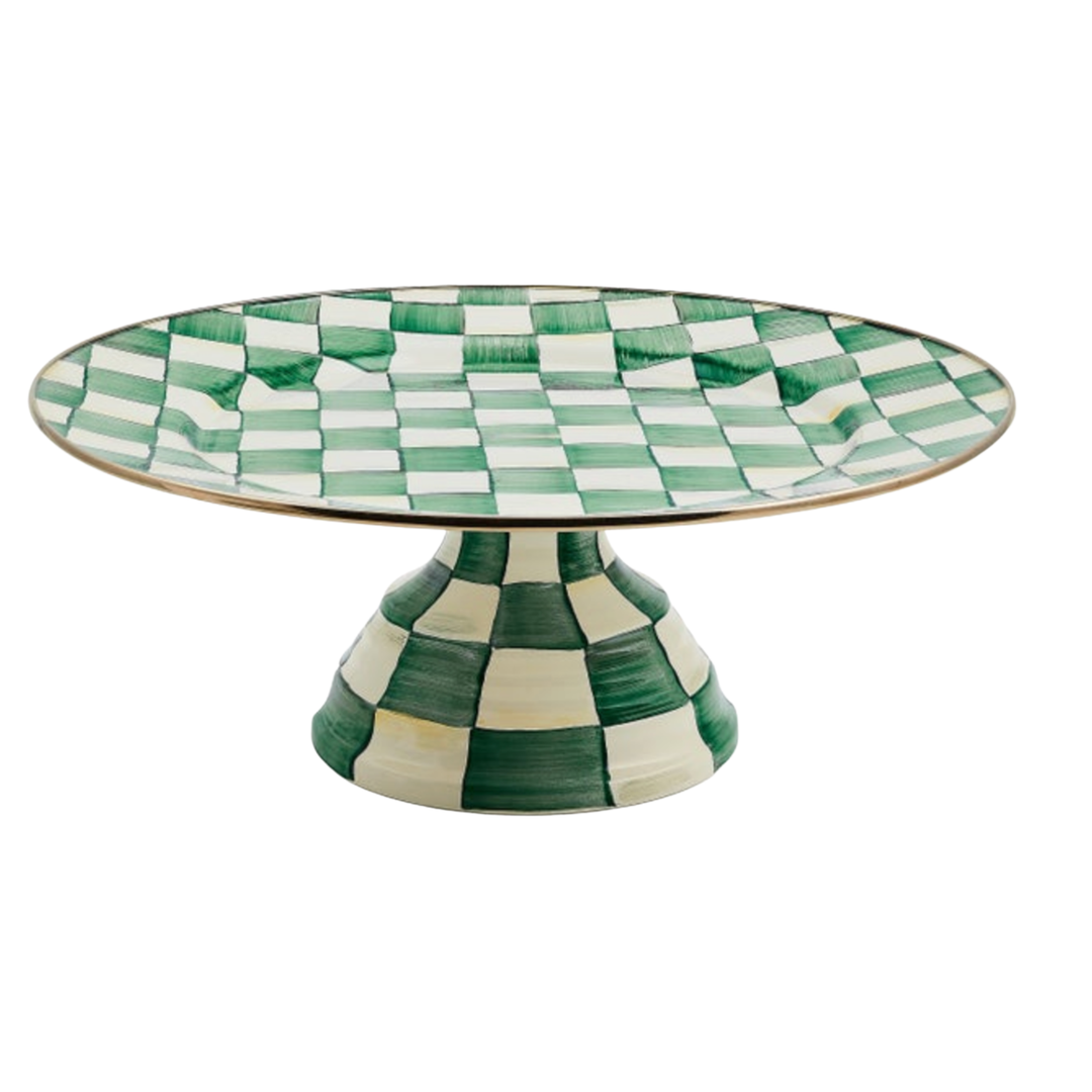 MACKENZIE CHILDS Emerald Check Large Pedestal Platter Default Title
