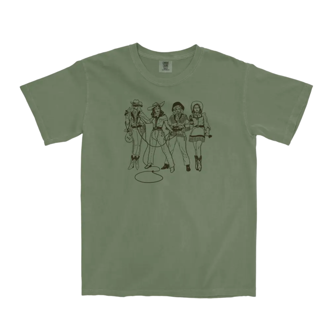 INTRIGUE INK Lady Gang Moss Green T-Shirt MOSS / SMALL,MOSS / MEDIUM,MOSS / LARGE