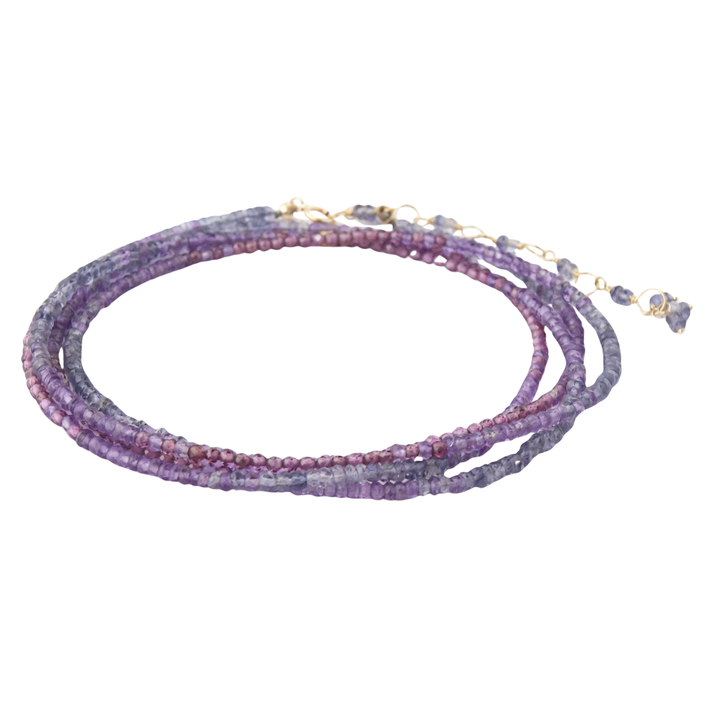 ANNE SPORTUN 14K Yellow Hex Bead Ombre Purple Wrap Bracelet With Mixed Gemstones Default Title