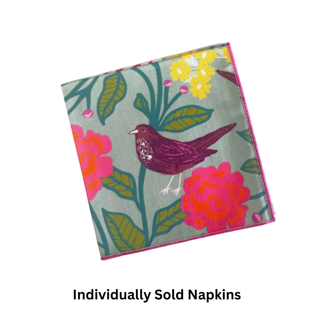 Song Bird Floral Cocktail Napkins Individually Sold