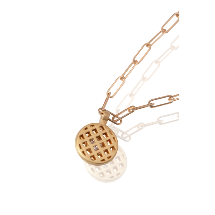 Reverse Set Diamond Disc Pendant 24K Yellow Gold