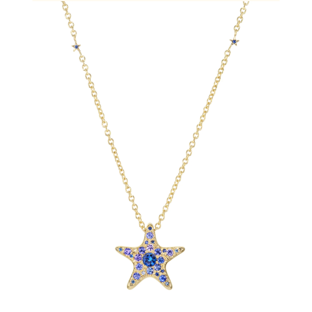 MELUZZA 18K Yellow Gold Winter Star Necklace With Blue And Purple Sapphires Default Title