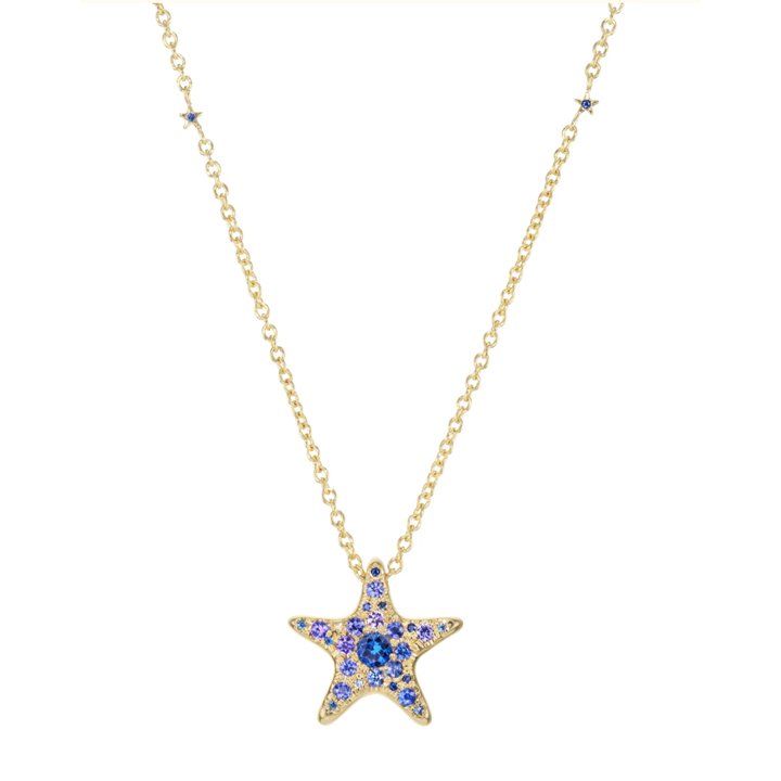 MELUZZA 18K Yellow Gold Winter Star Necklace With Blue And Purple Sapphires Default Title