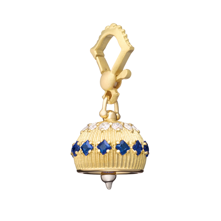 Meditation Bell #2 18K Yellow Gold And White Gold With Diamonds And Blue Sapphires