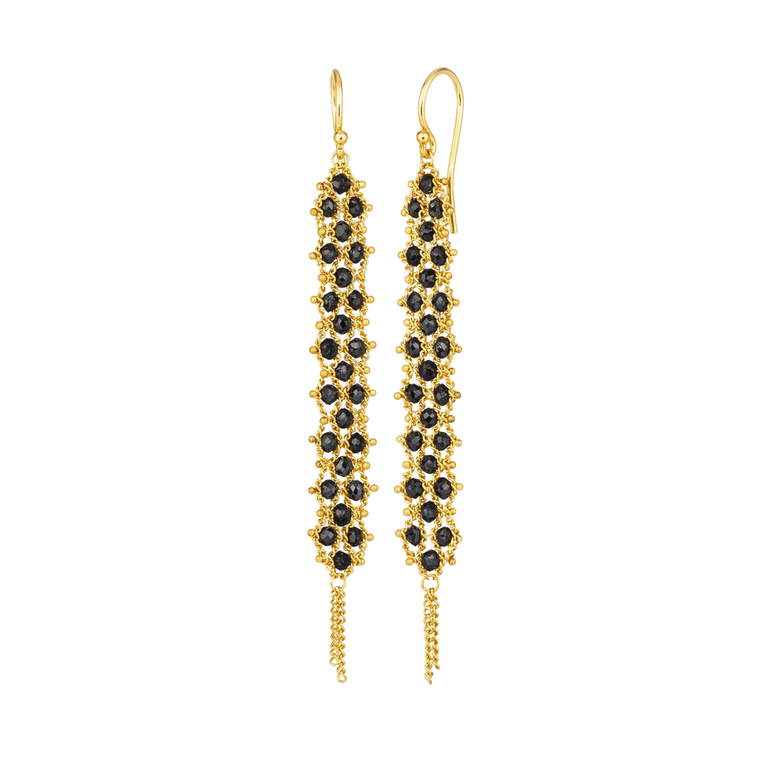AMALI Woven Textile 18K Yellow Gold And Black Diamond Earrings