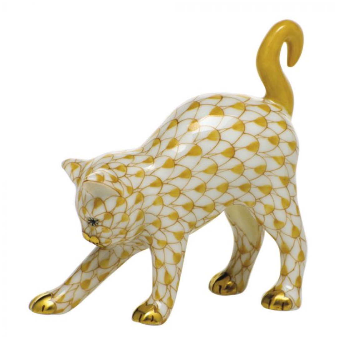 HEREND Arched Cat BUTTERSCOTH