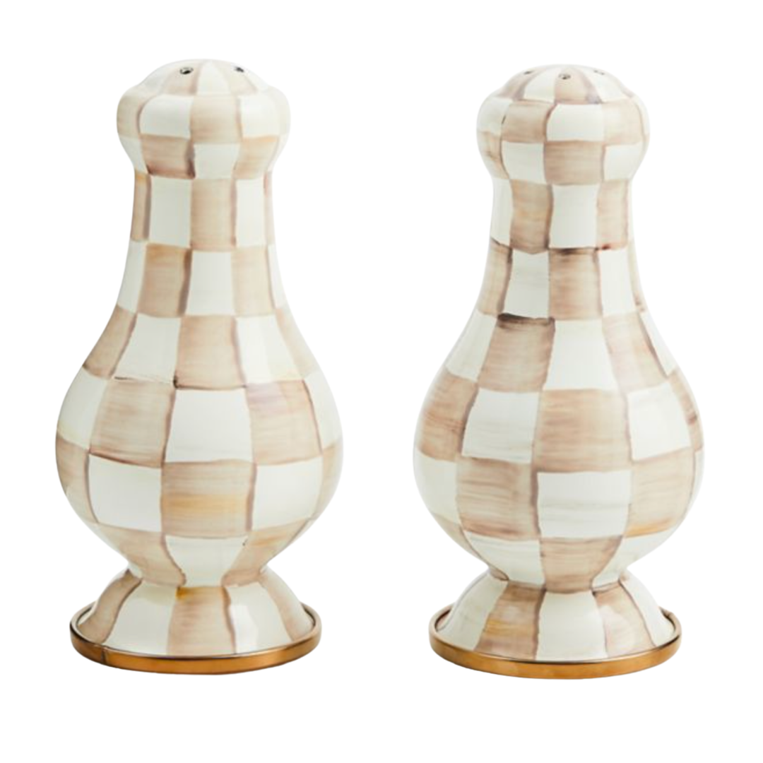 MACKENZIE CHILDS Mocha Large Salt And Pepper Shakers