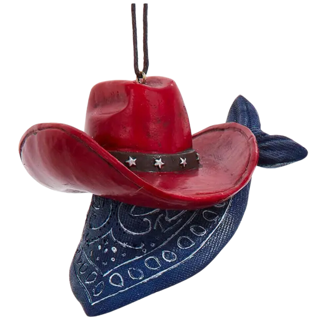 KURT ADLER Cowboy Hat Ornament With Bandana Default Title