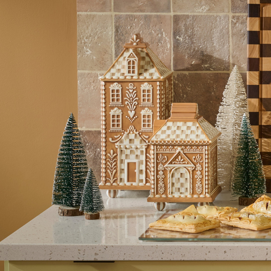 MACKENZIE CHILDS MacKenzie-Childs Mocha Check Gingerbread Canister, Large