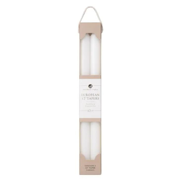 NORTHERN LIGHTS Pure White Taper Candles Set Of 2