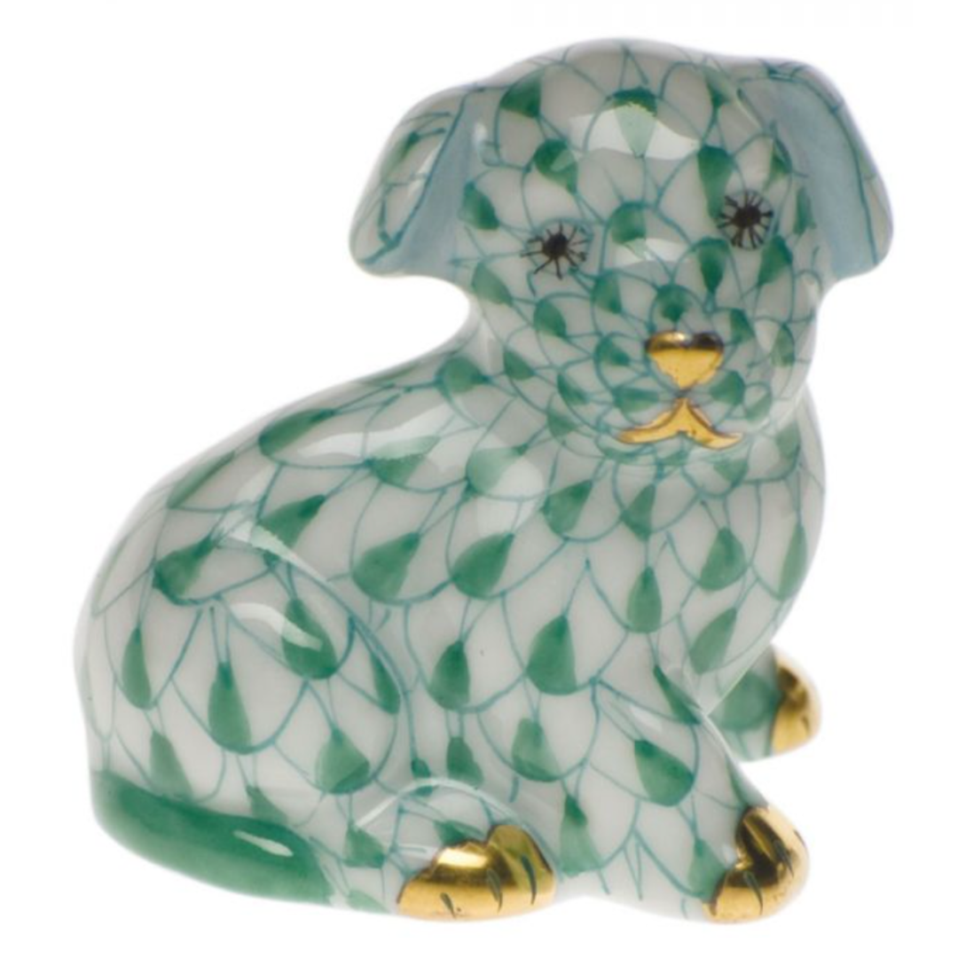 HEREND Miniature Puppy GREEN