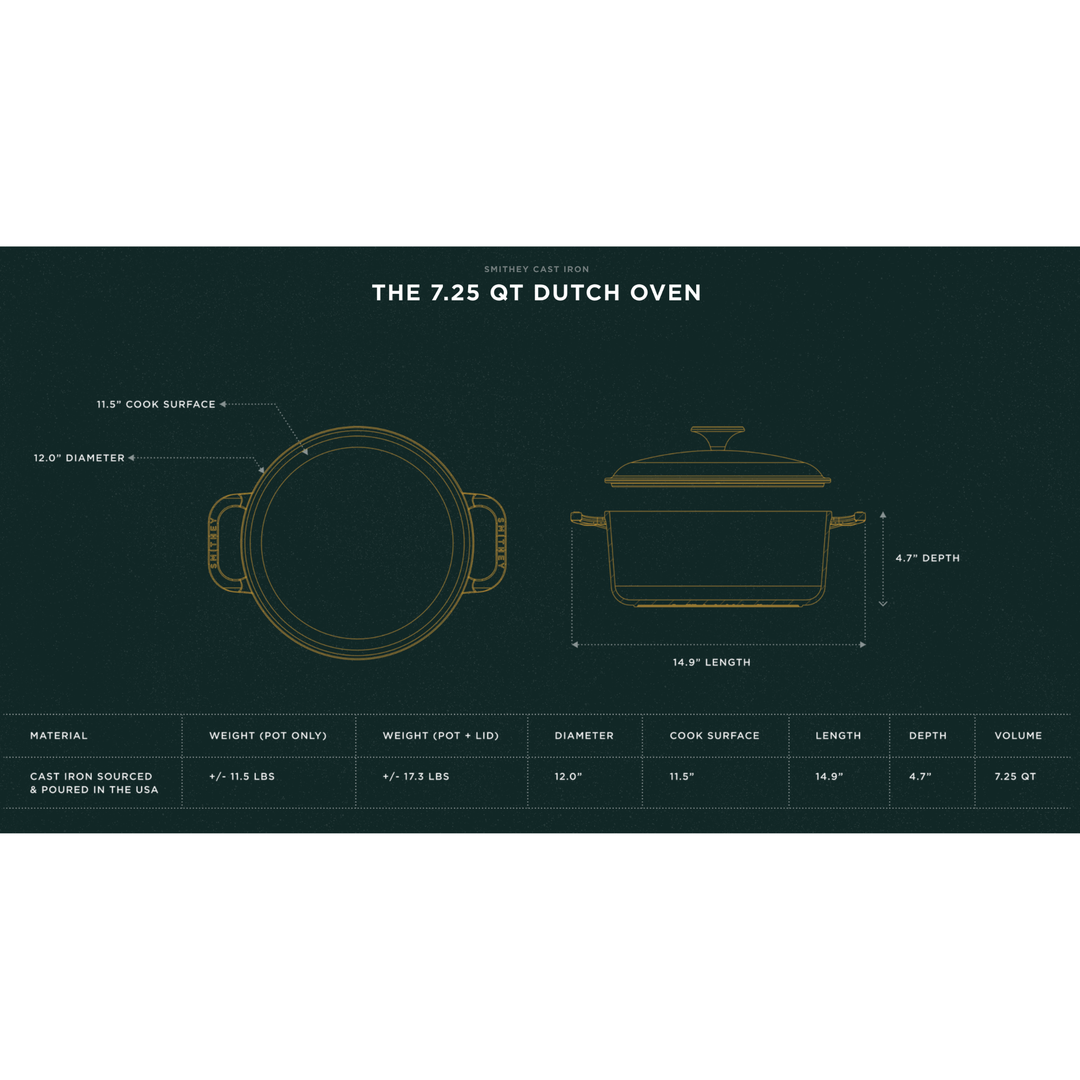 SMITHEY IRONWARE Dutch Oven 7.25 QT