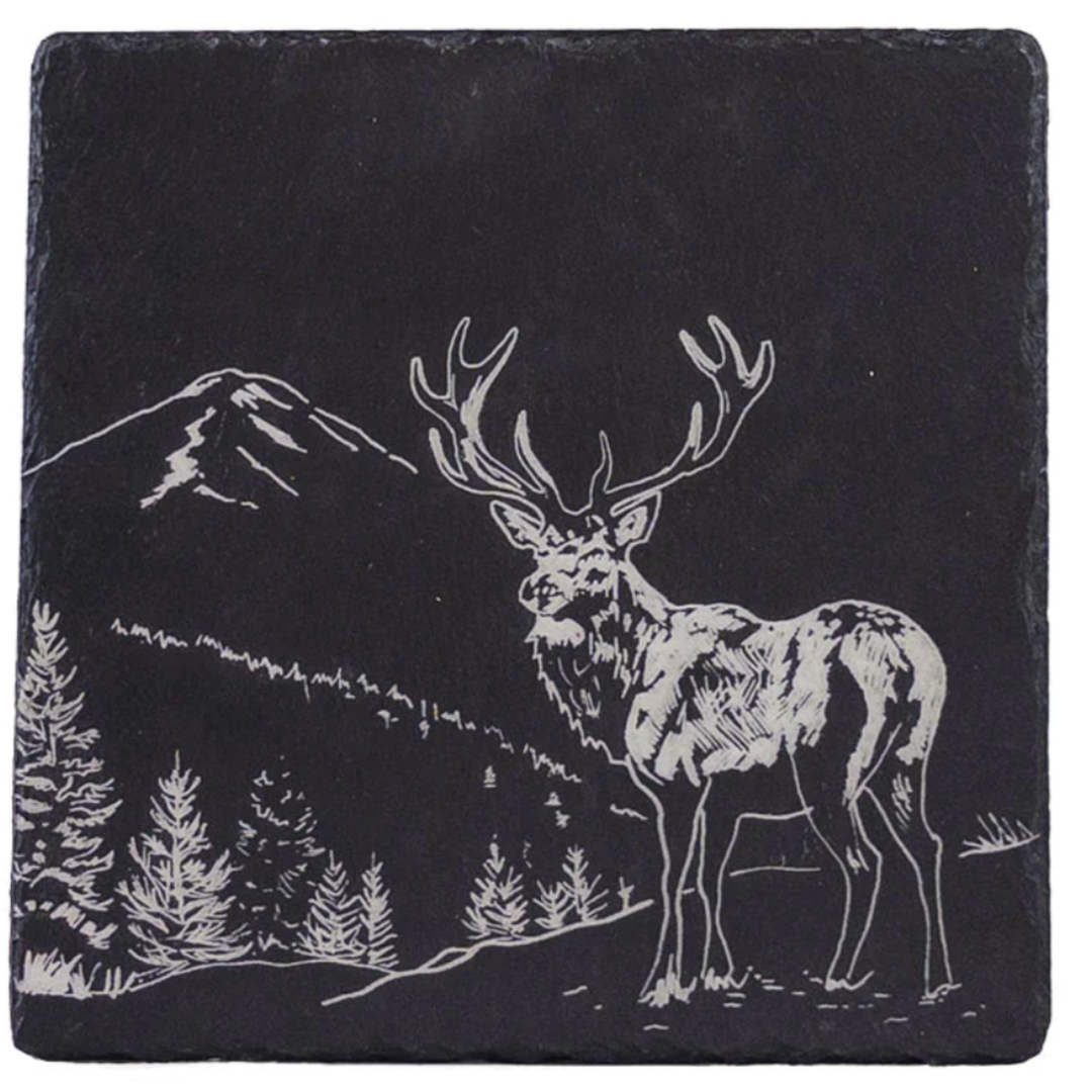 Slate Pot Stand Scenic Stag
