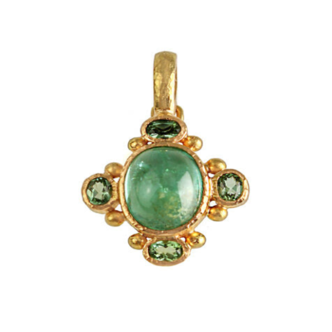 Green Toumaline 19K Yellow Gold Pendant
