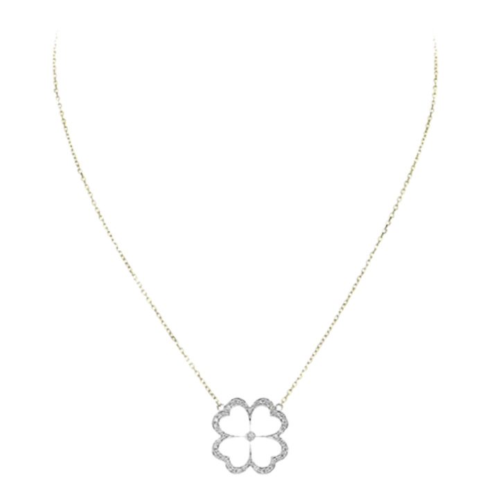 GUMUCHIAN 18K YELLOW AND WHITE GOLD KELLY PENDANT NECKLACE WITH PAVE DIAMOND