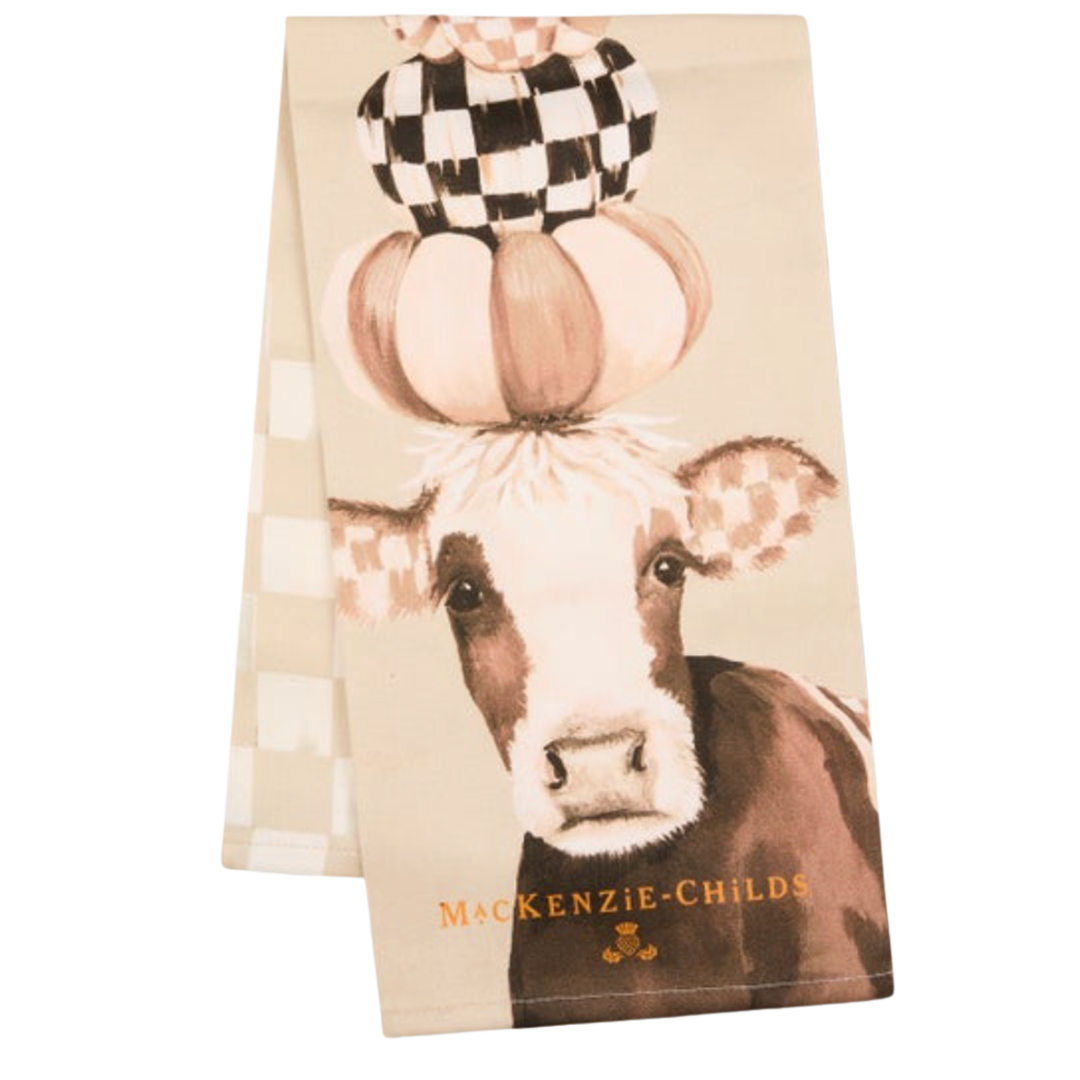 MACKENZIE CHILDS MACKENZIE CHILDS MOCHA COW DISH TOWEL Default Title