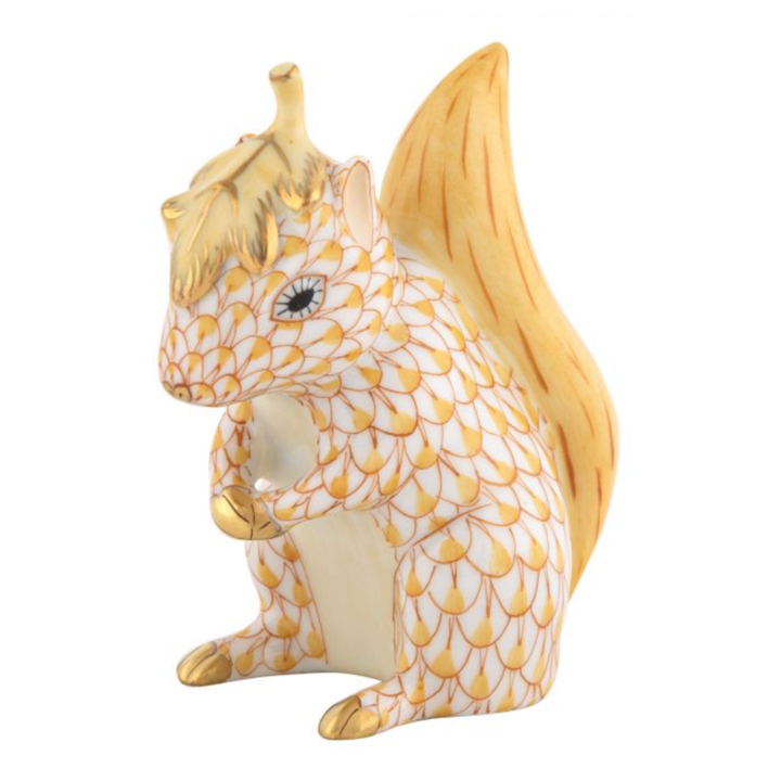 HEREND Squirrel With Leaf BUTTERSCOTCH