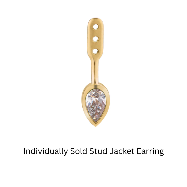 ELIZABETH MOORE 18K Yellow Gold Earring Diamond Pear Shape Jacket Individaully Sold Default Title