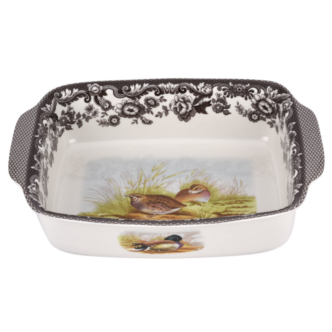 SPODE WOODLAND MALLARD AND QUAIL RECTANGULAR HANDLE DISH