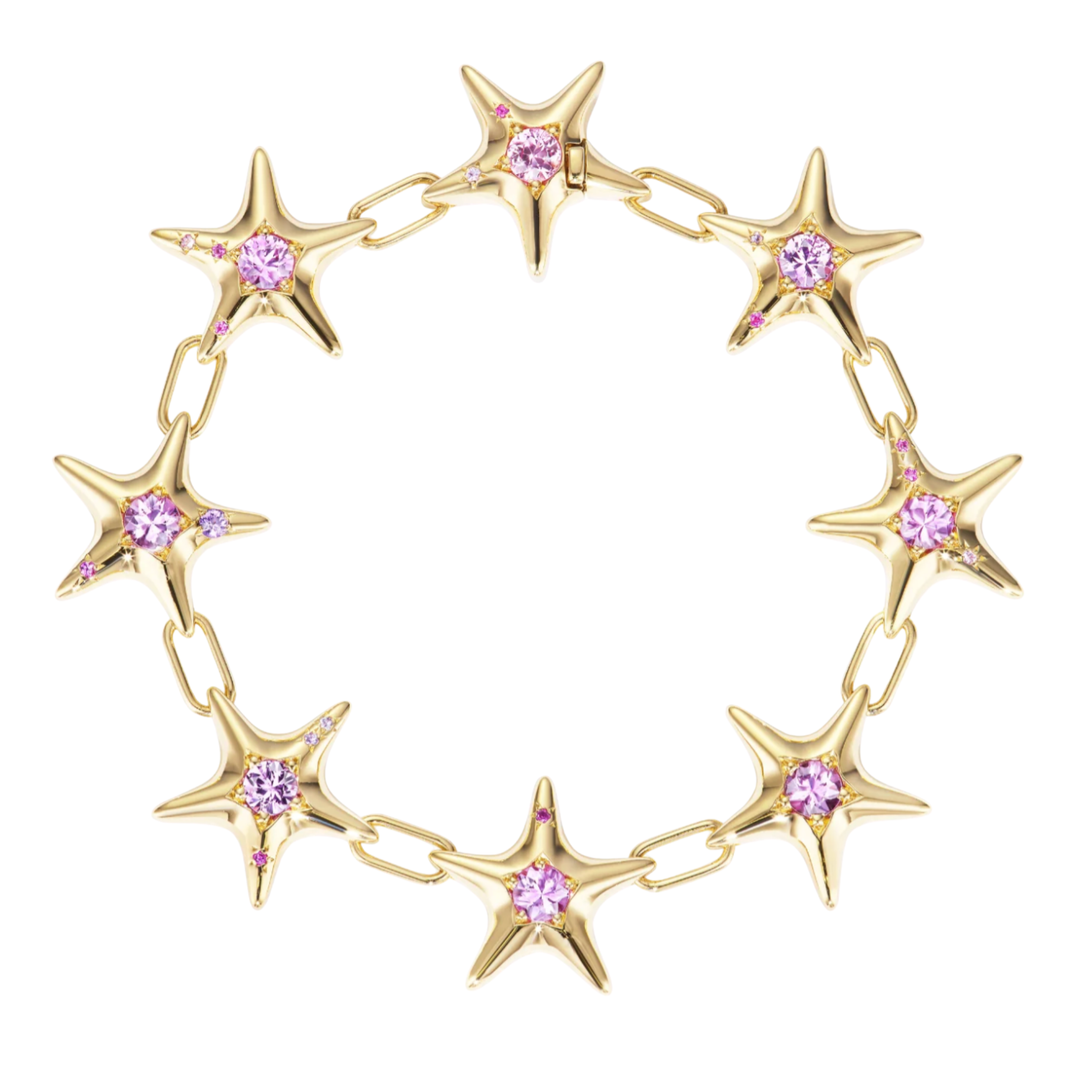 MELUZZA 18K Yellow Gold Pink And Purple Sapphire Small Bracelet