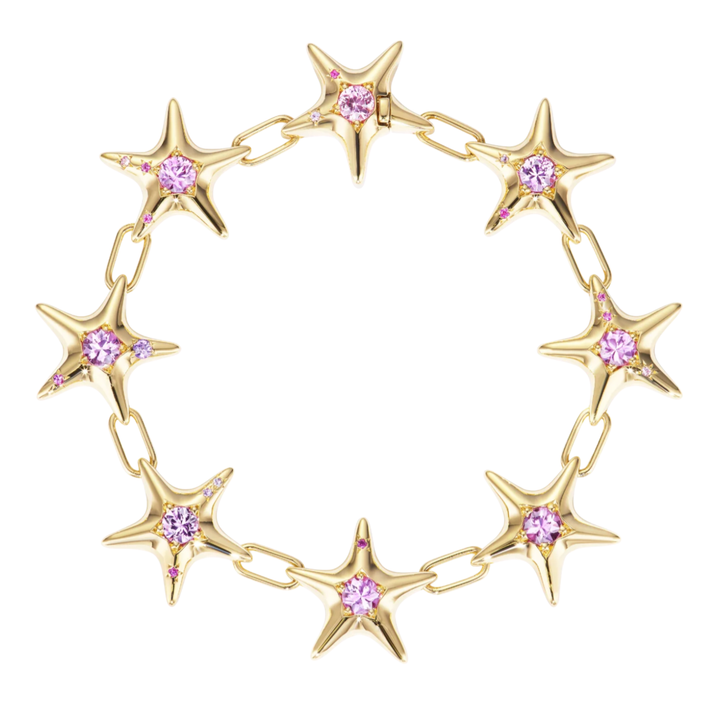MELUZZA 18K Yellow Gold Pink And Purple Sapphire Small Bracelet