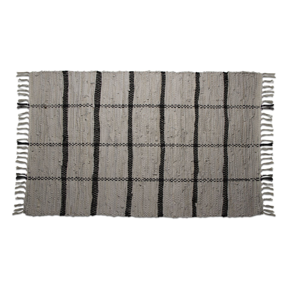 TAG GRID RUG W/ FRINGE