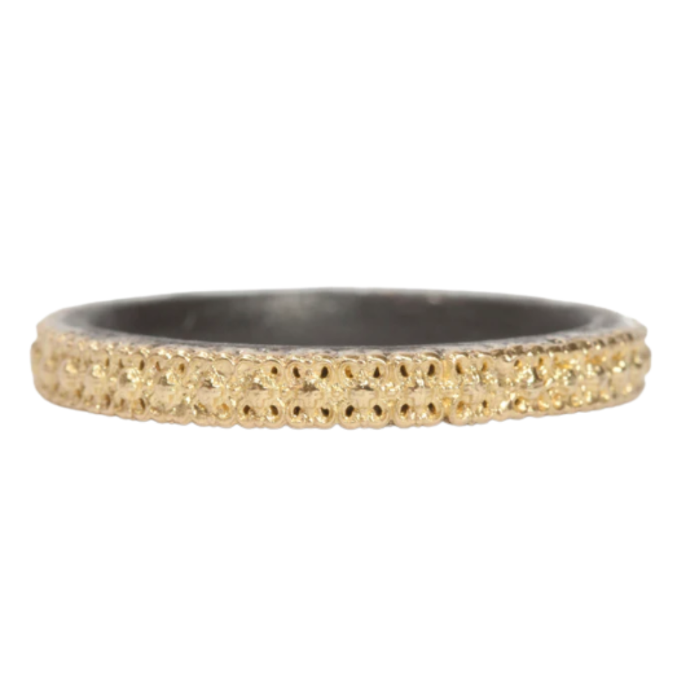 ARMENTA 18K Yellow Gold Over Blackend Sterling Silver Textured Band Default Title
