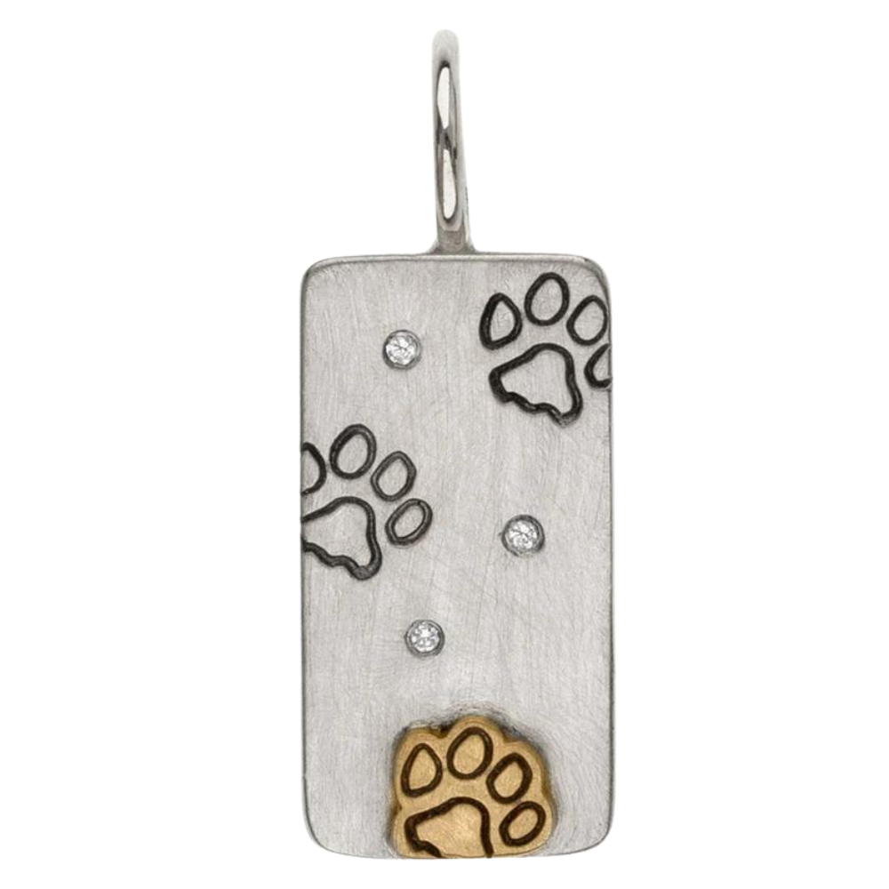 HEATHER B. MOORE SILVER PAW PRINT ID TAG