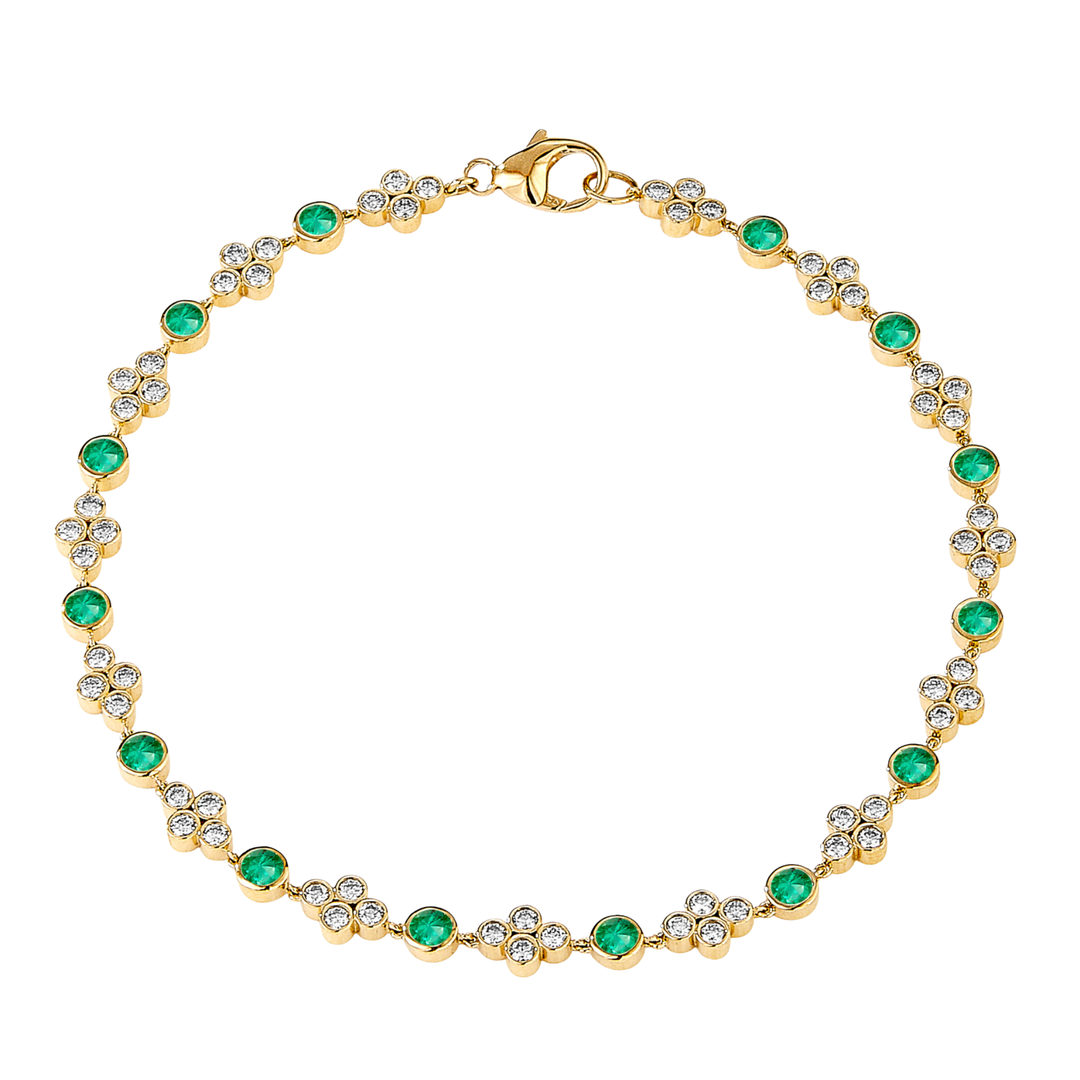 SYNA Emerald & Diamond Bracelet 18K Yellow Gold Default Title