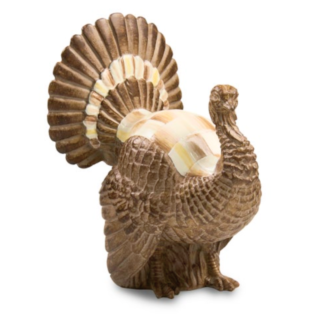 MACKENZIE CHILDS Mocha Check Mini Turkey Figurine Default Title