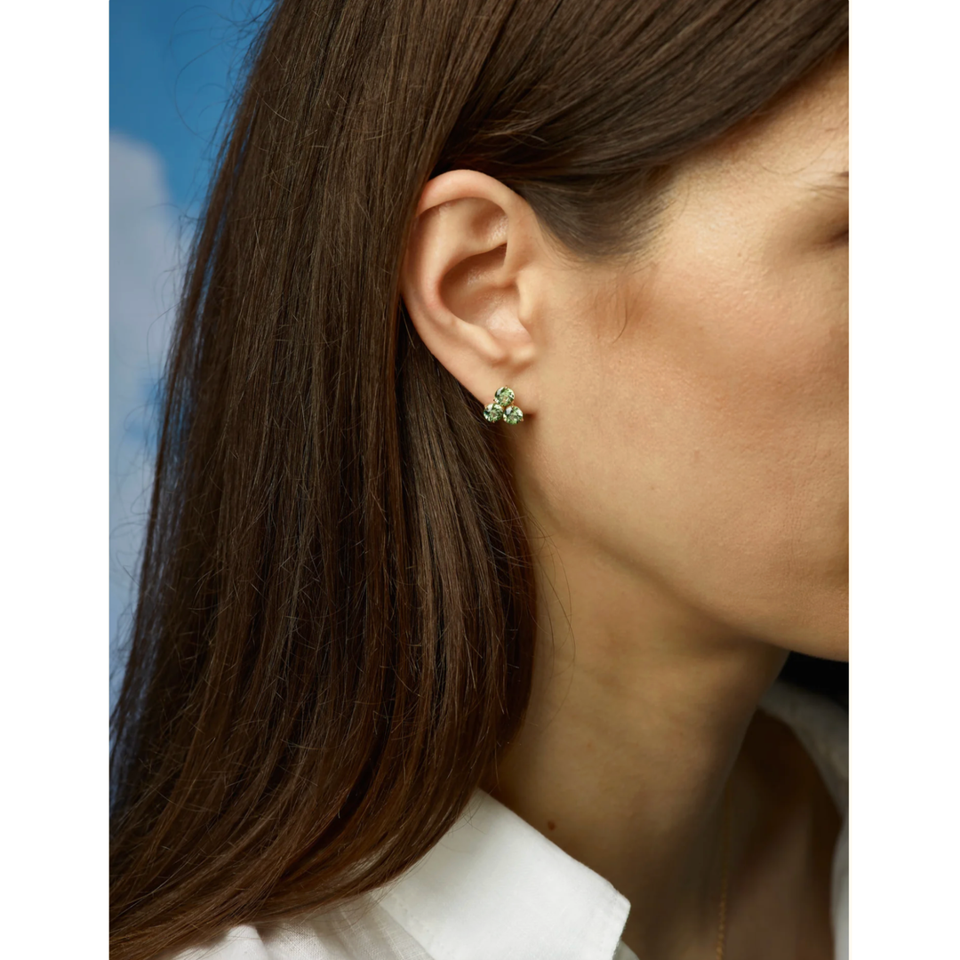 MELUZZA 18K Yellow Gold Pistachio Ice Cream Demantoid Stud Earrings