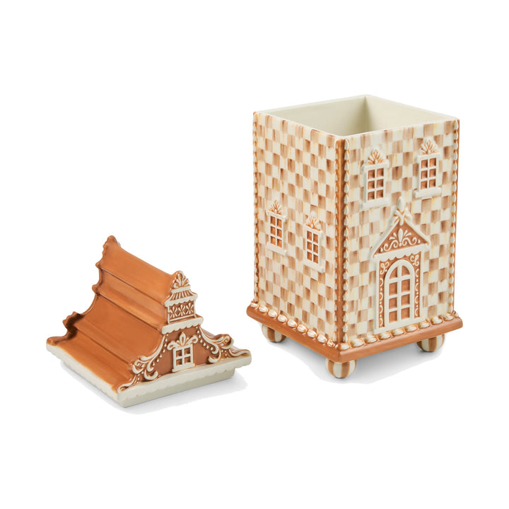 MACKENZIE CHILDS MacKenzie-Childs Mocha Check Gingerbread Canister, Medium