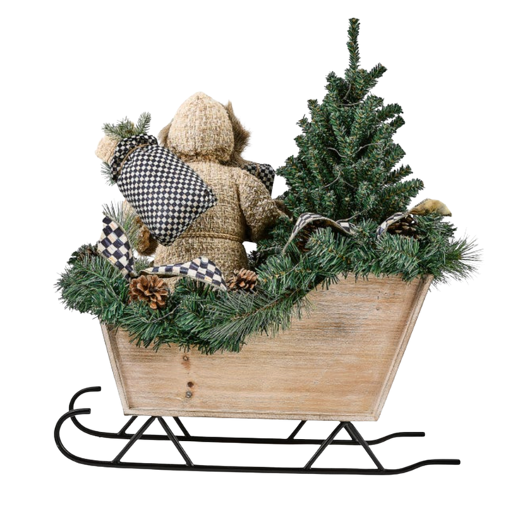 MACKENZIE CHILDS Farmhouse Illuminated Santa In Sleigh