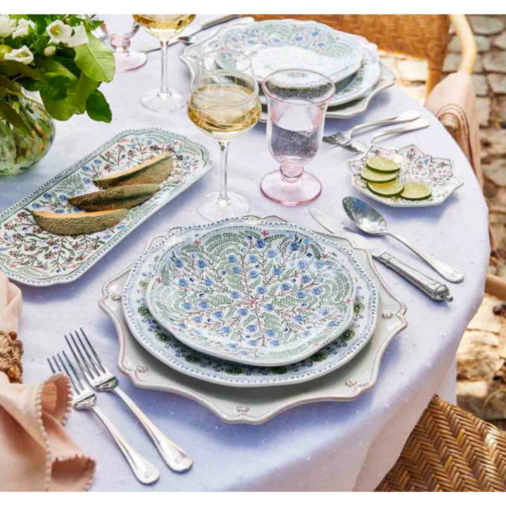 JULISKA Villa Seville Chambray Floral Scalloped DessertSalad Plate
